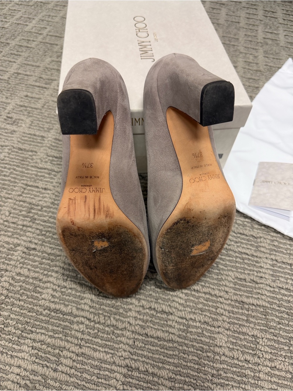 Jimmy Choo Taupe Suede Pumps - Picture 6 of 6